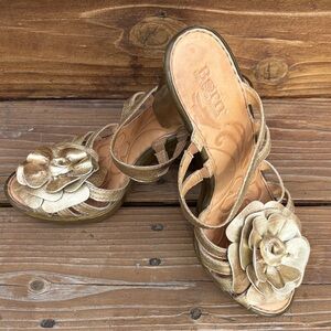 Born Metallic Gold Floral Sandals